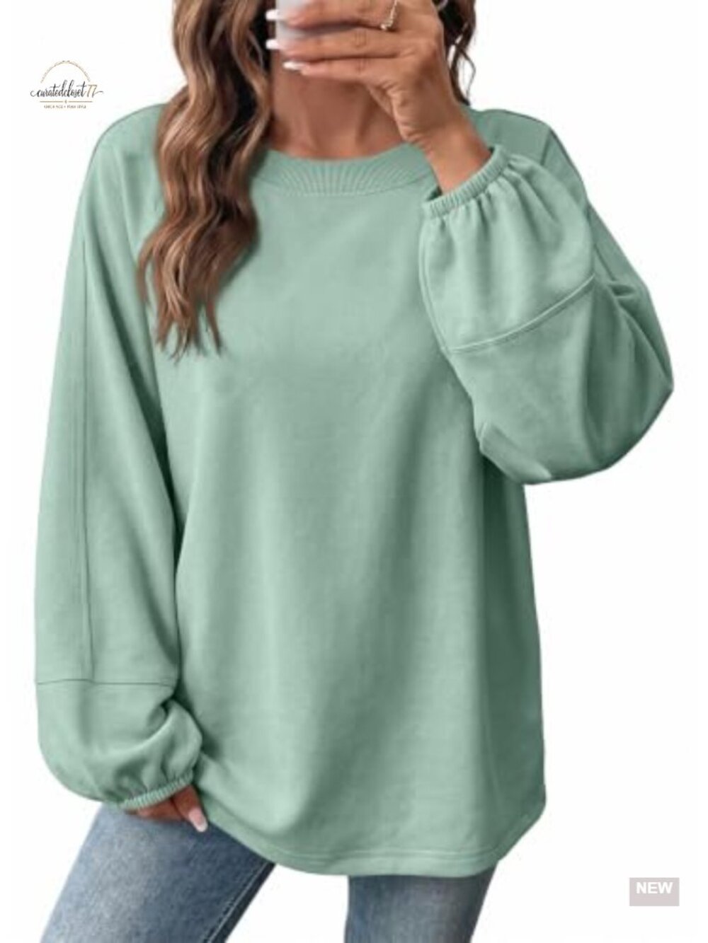 Oversized Crewneck Sweatshirt Long Sleeve Pullover Loose Fit Casual Top
